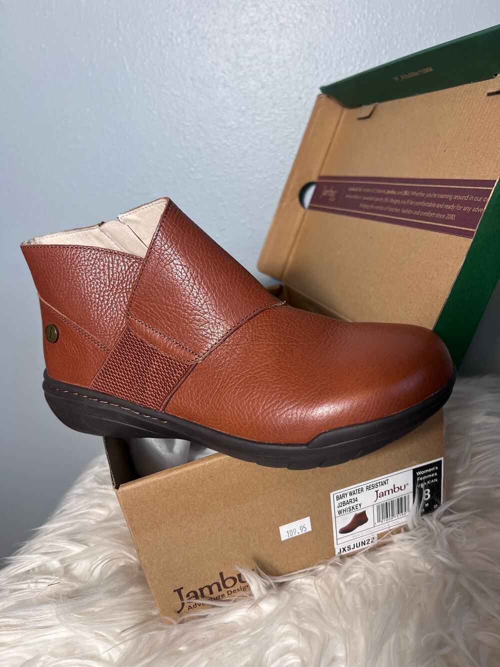 Jambu Sz 8 Boot Bary Water Resistant Whiskey Brown Womens Bootie Leather J2BAR34